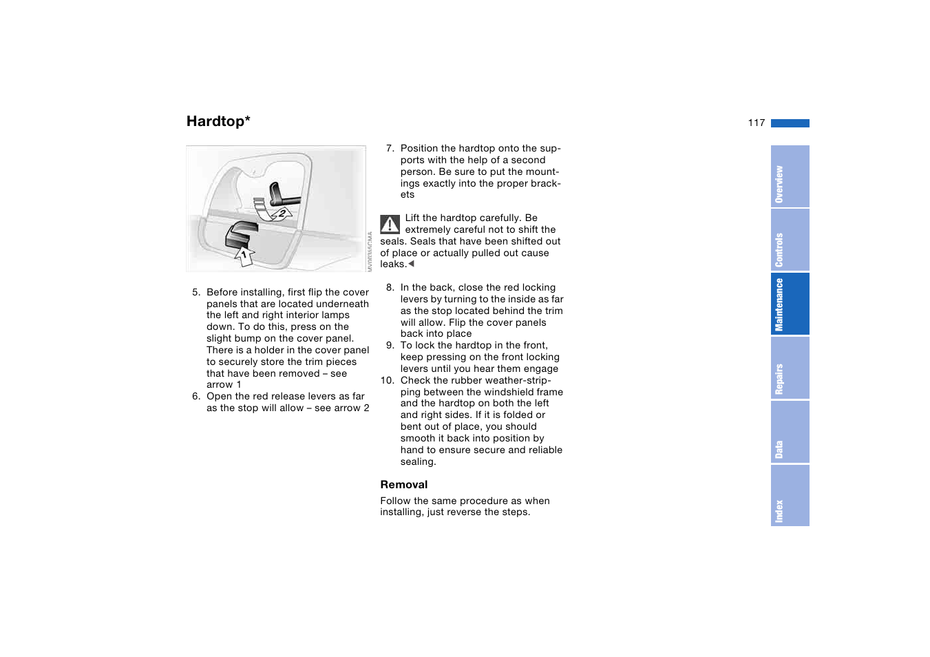 Hardtop | BMW M3 Convertible 2004 User Manual | Page 117 / 174