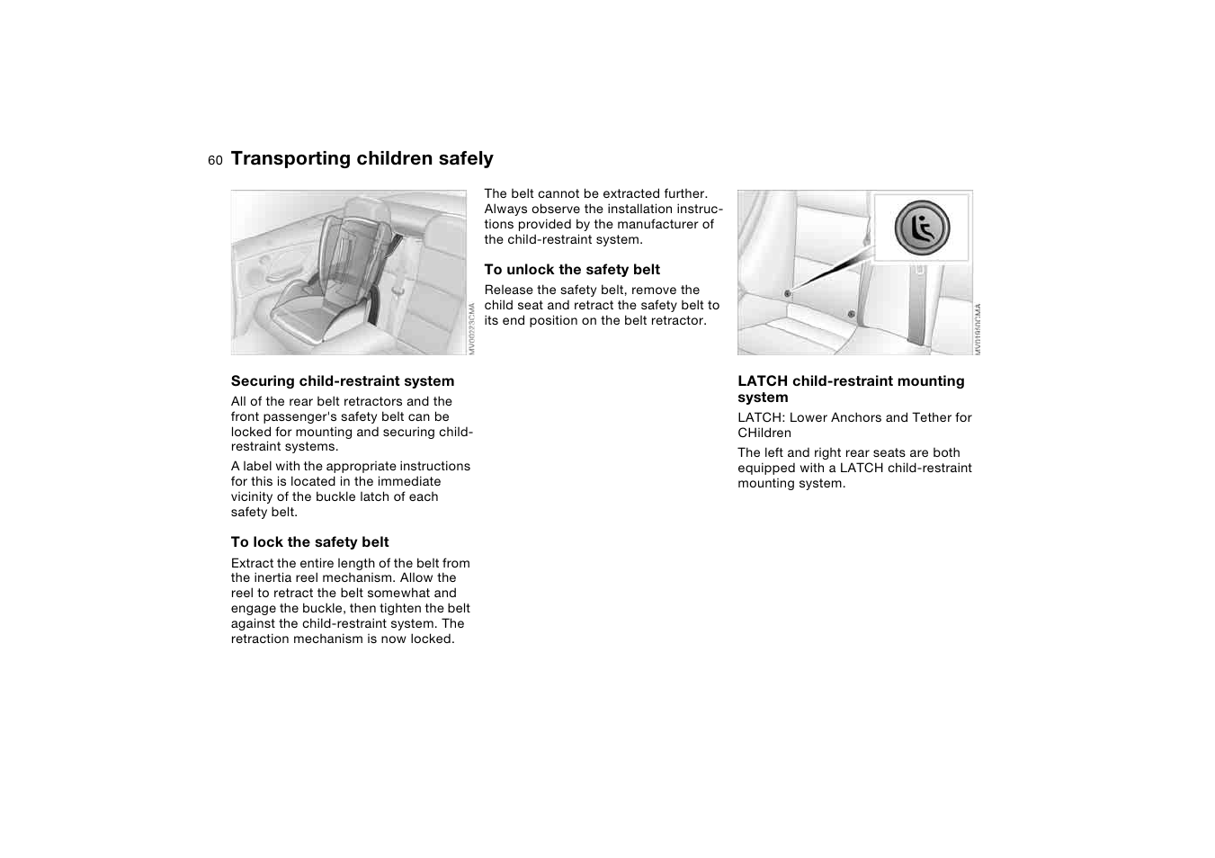 Transporting children safely | BMW M3 Convertible 2004 User Manual | Page 60 / 174