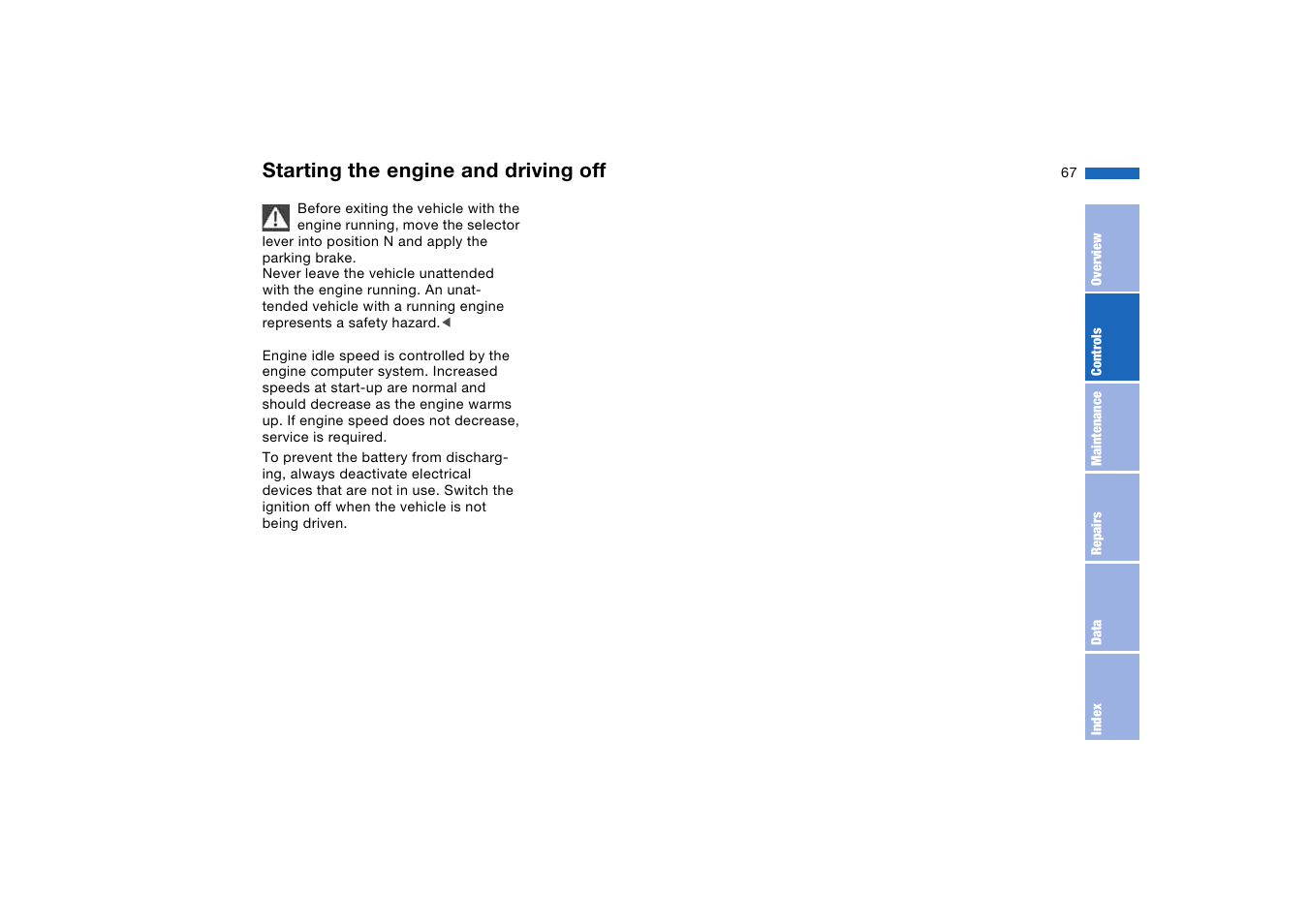 Starting the engine and driving off | BMW M3 Convertible 2004 User Manual | Page 67 / 174