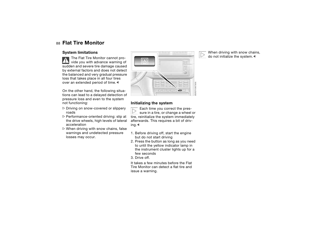 Flat tire monitor | BMW M3 Convertible 2004 User Manual | Page 88 / 174