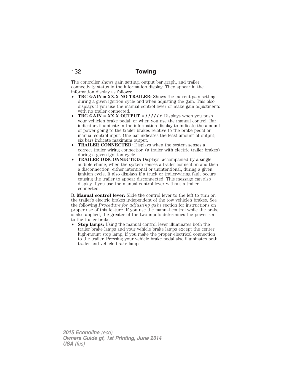 132 towing | FORD 2015 E-450 User Manual | Page 133 / 360