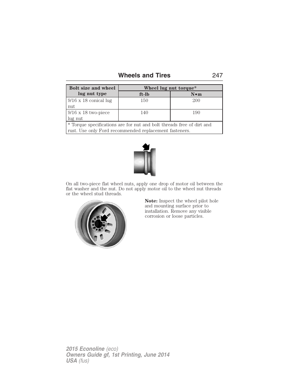 Wheels and tires 247 | FORD 2015 E-450 User Manual | Page 248 / 360