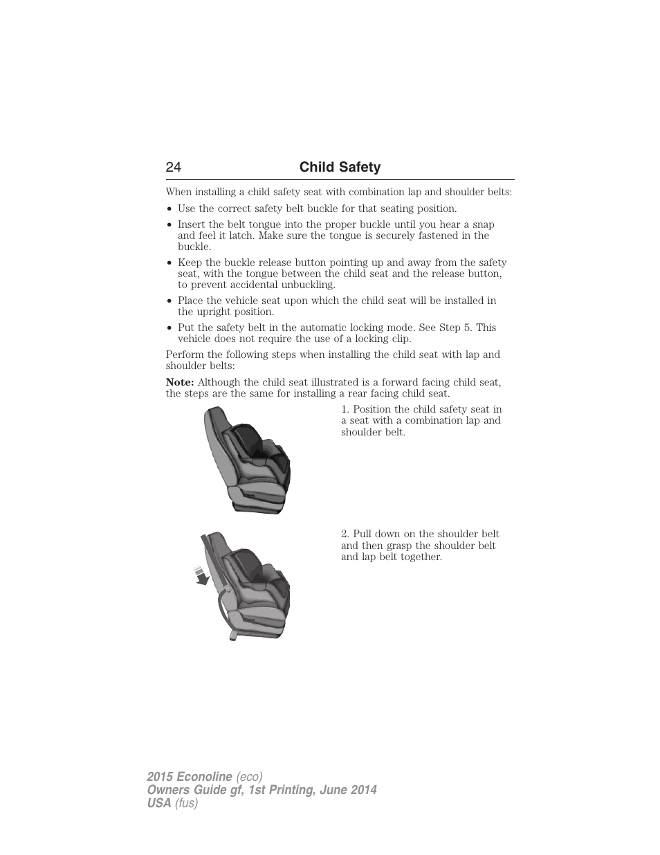 24 child safety | FORD 2015 E-450 User Manual | Page 25 / 360