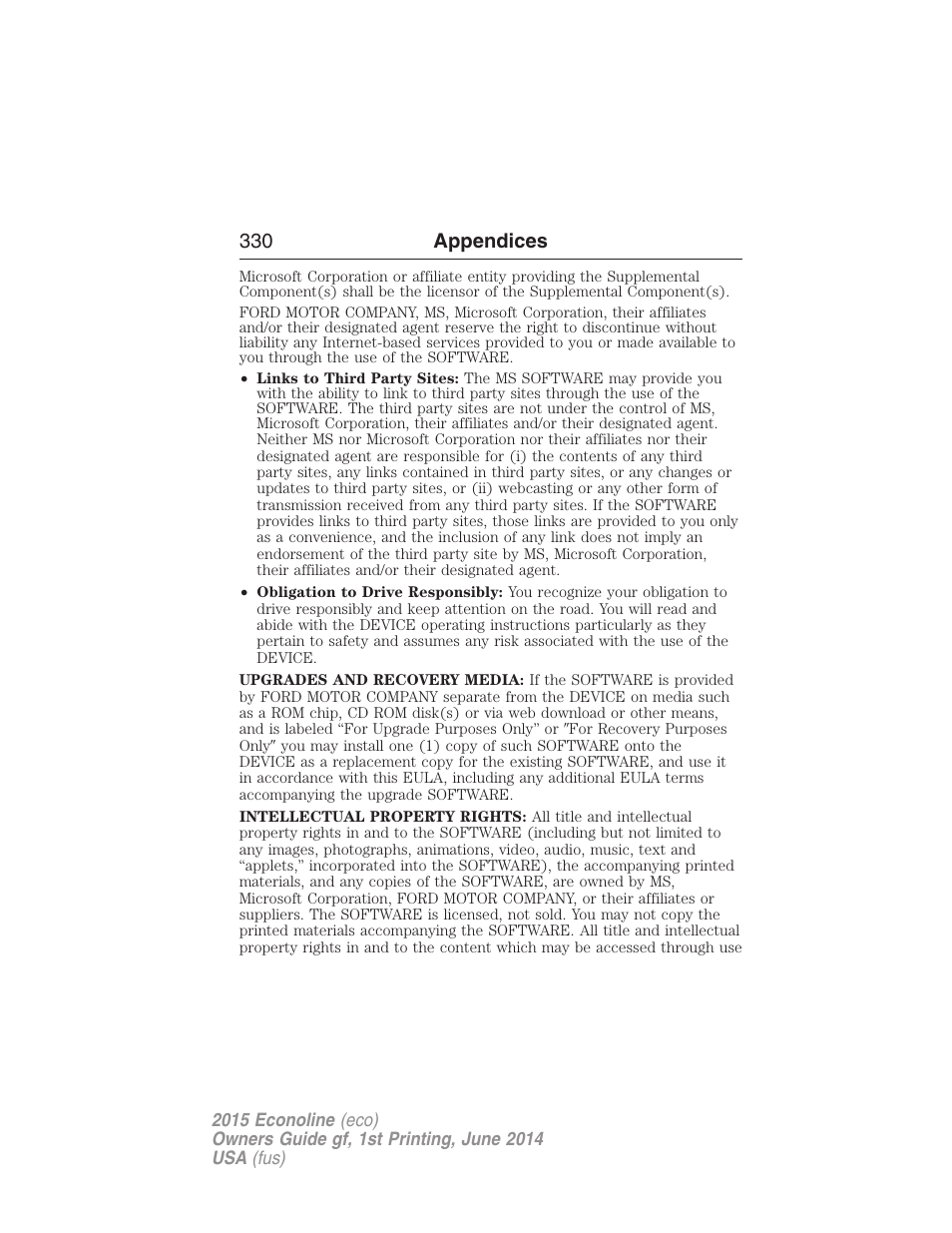330 appendices | FORD 2015 E-450 User Manual | Page 331 / 360