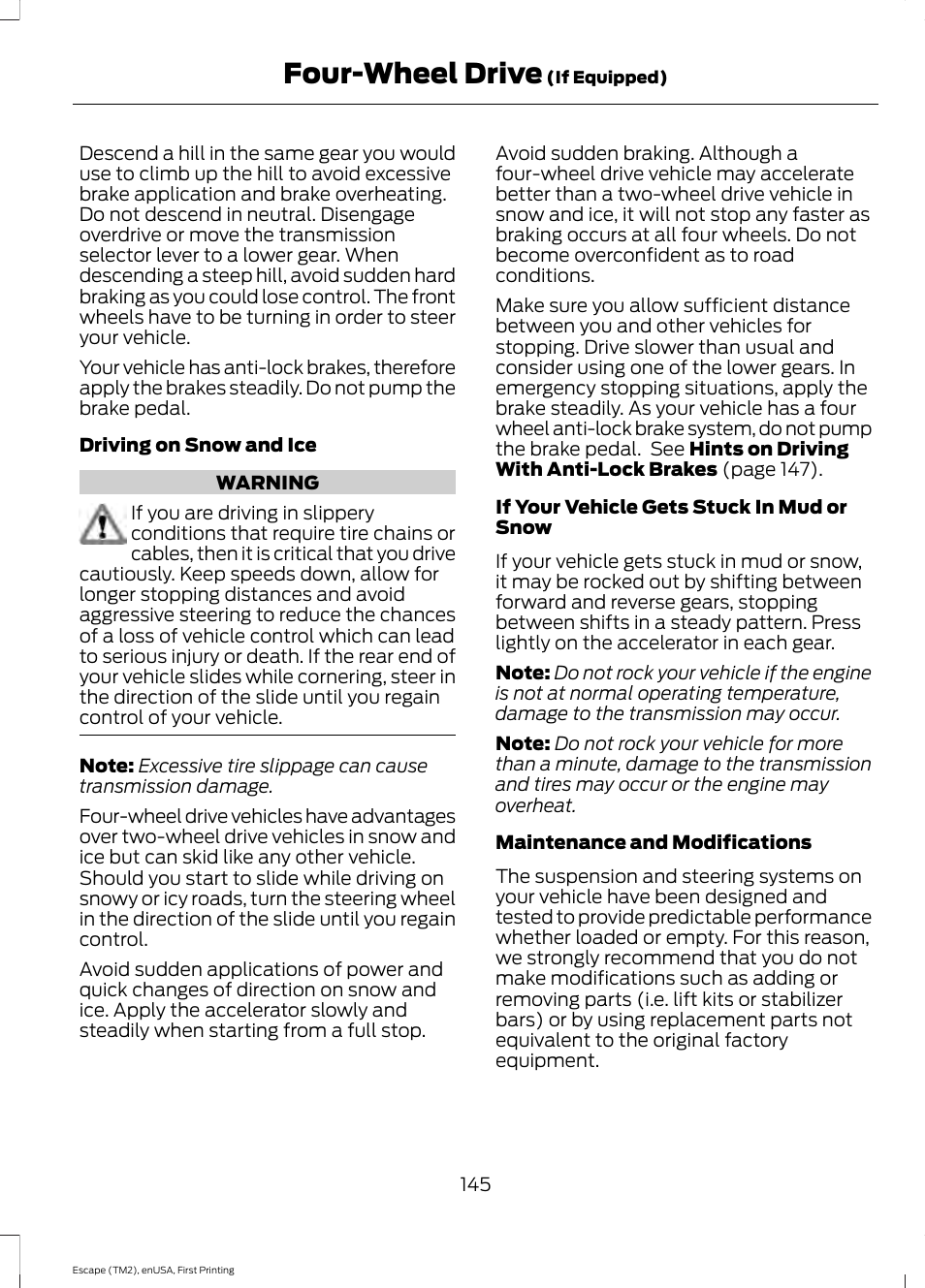 Four-wheel drive | FORD 2015 Escape User Manual | Page 148 / 449