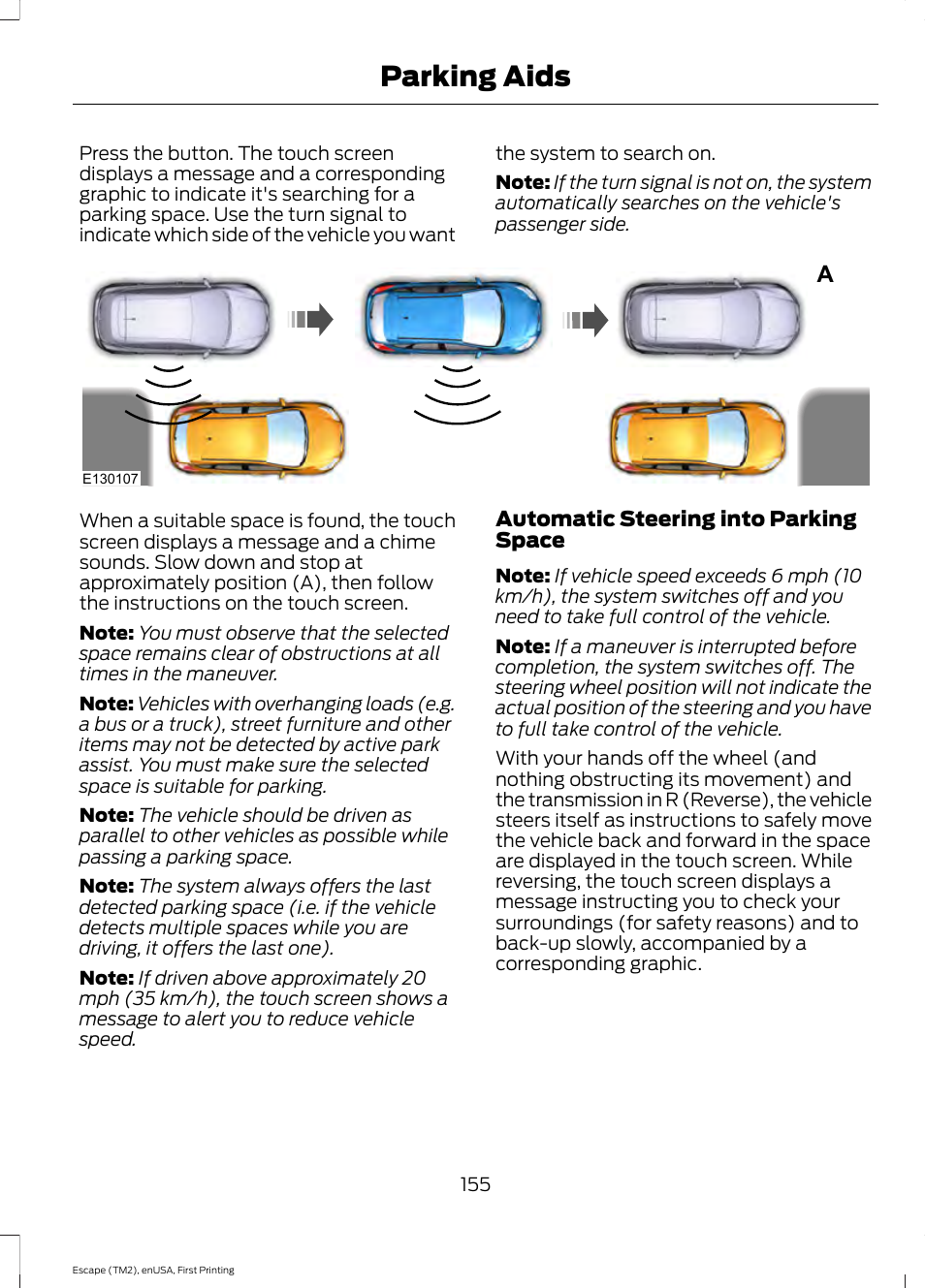 Parking aids | FORD 2015 Escape User Manual | Page 158 / 449