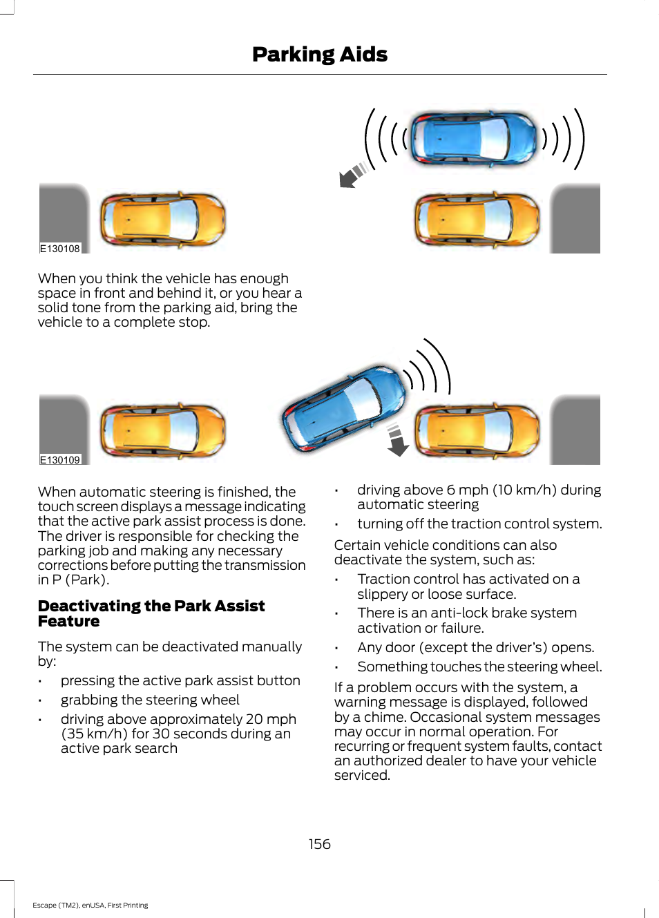 Parking aids | FORD 2015 Escape User Manual | Page 159 / 449