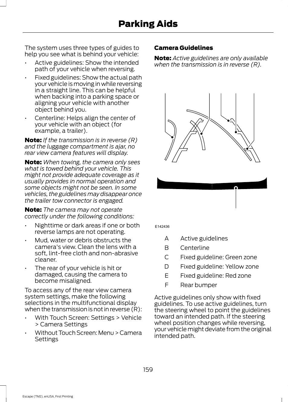 Parking aids | FORD 2015 Escape User Manual | Page 162 / 449