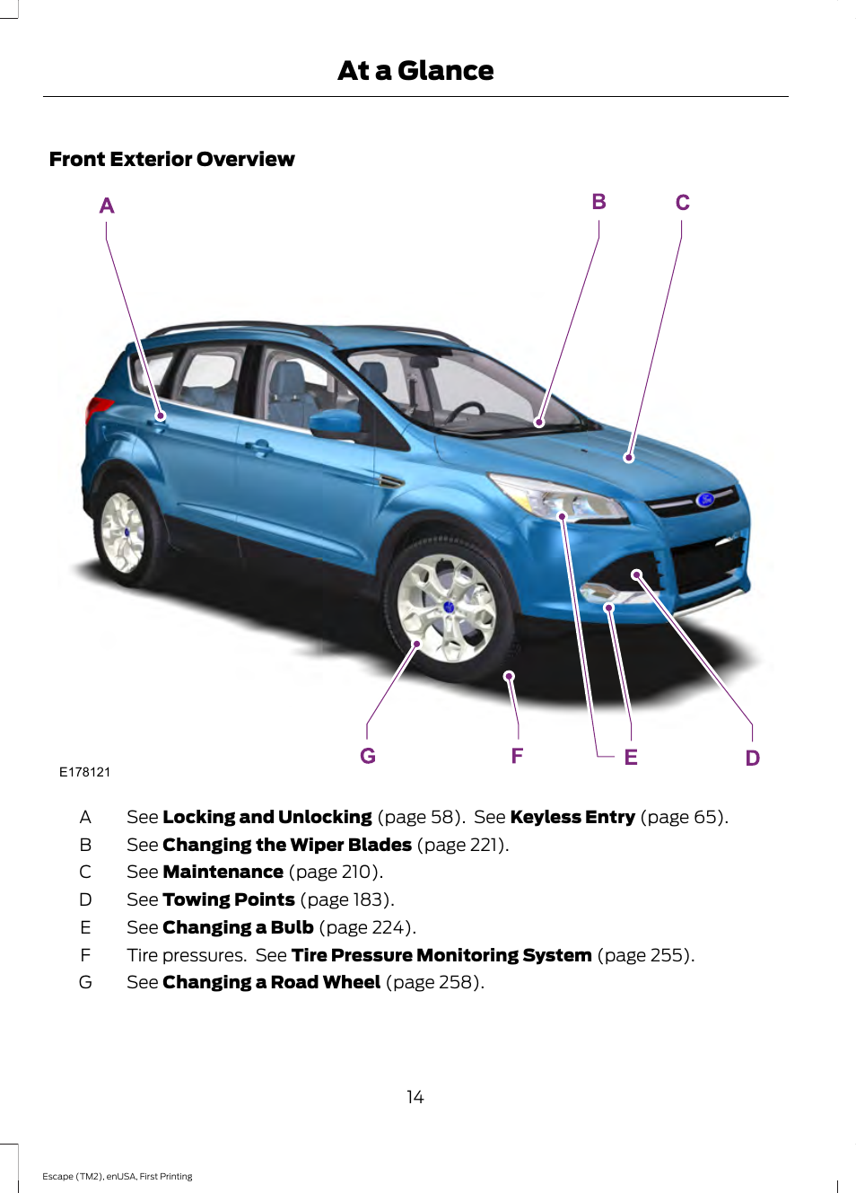 At a glance | FORD 2015 Escape User Manual | Page 17 / 449