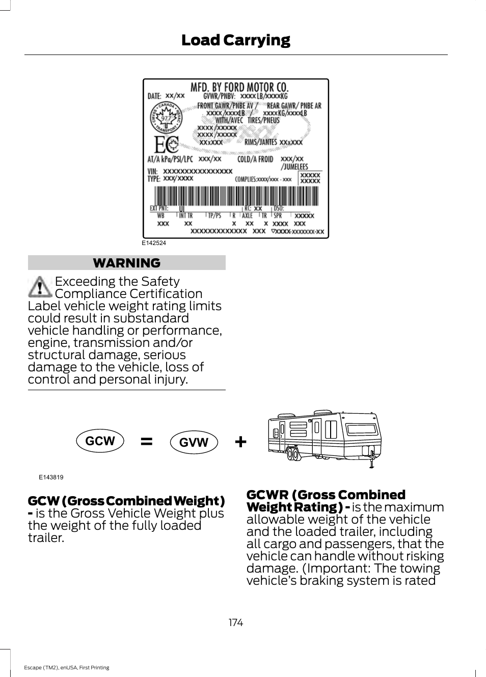 Load carrying | FORD 2015 Escape User Manual | Page 177 / 449