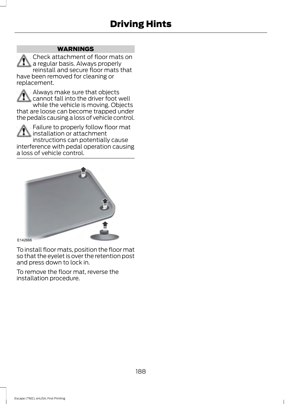 Driving hints | FORD 2015 Escape User Manual | Page 191 / 449