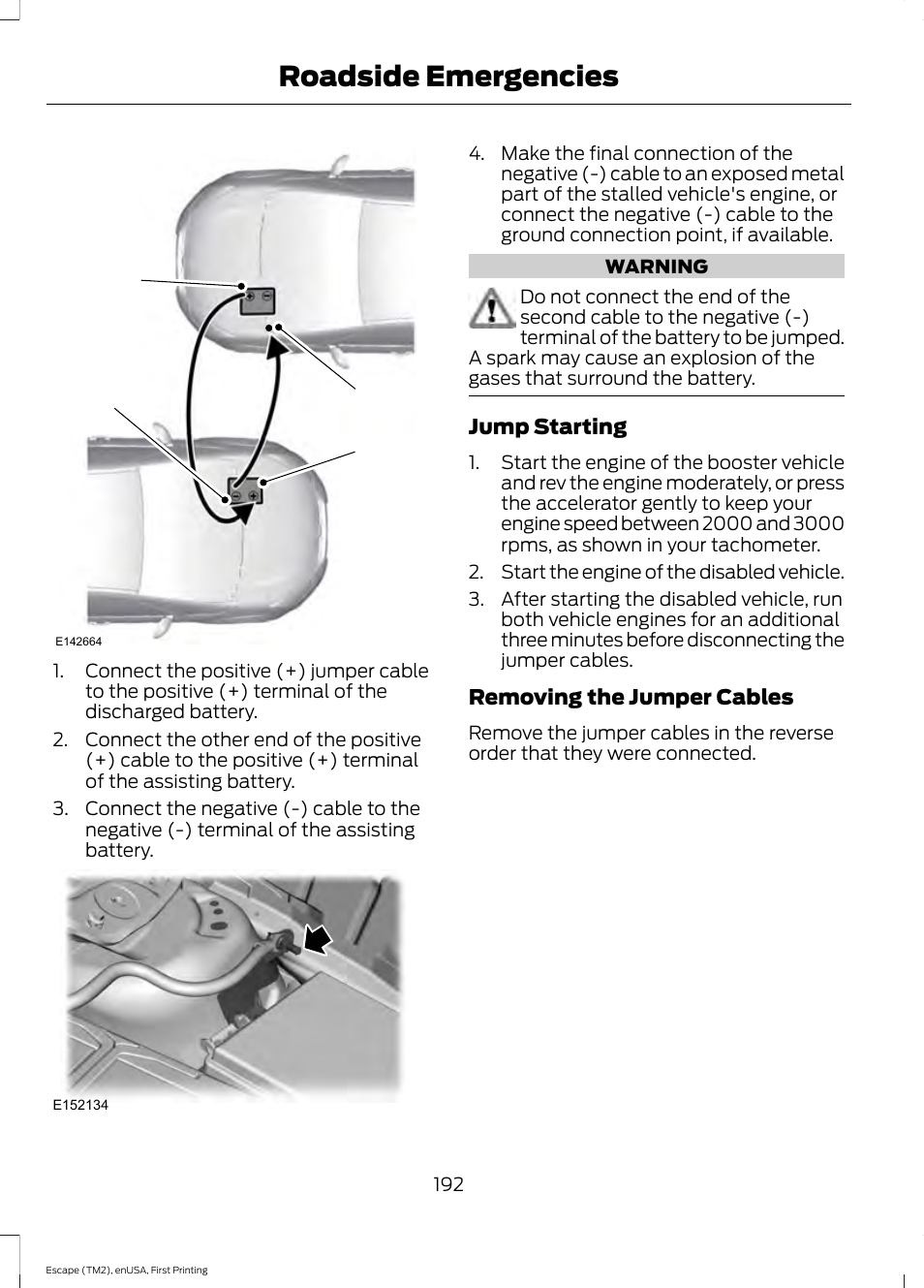 Roadside emergencies | FORD 2015 Escape User Manual | Page 195 / 449