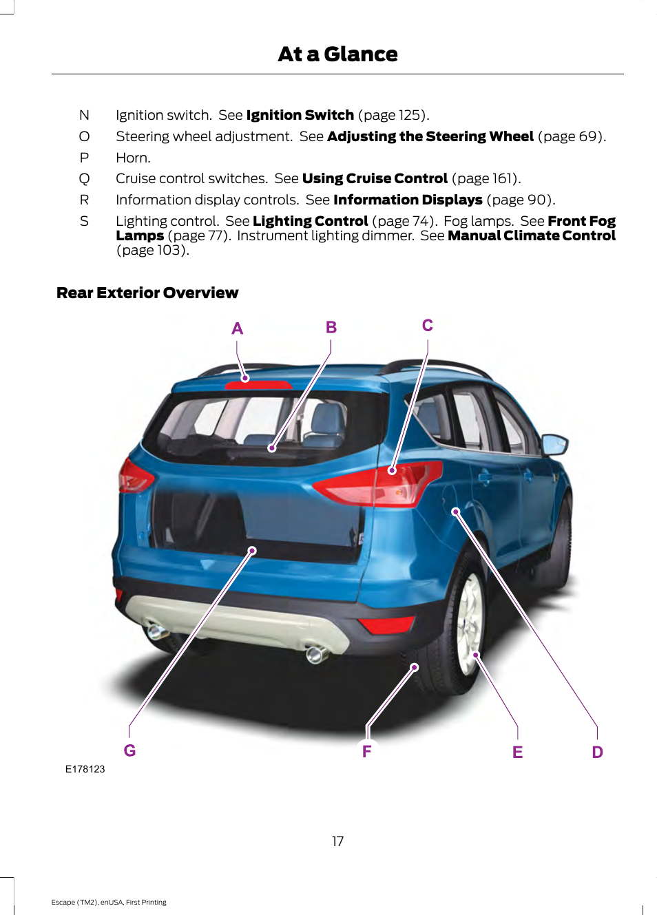 At a glance | FORD 2015 Escape User Manual | Page 20 / 449