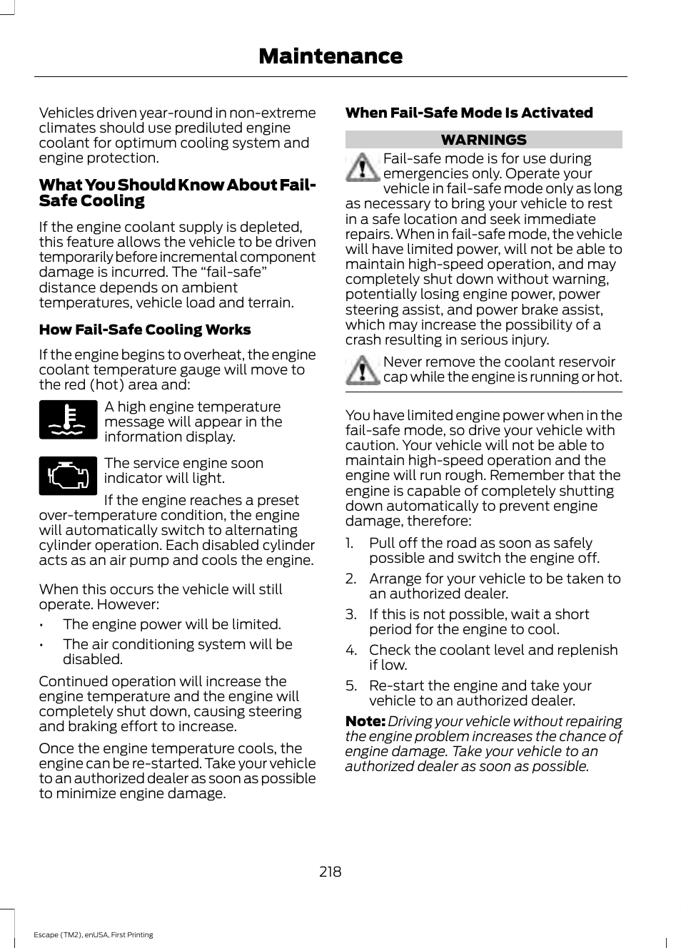 Maintenance | FORD 2015 Escape User Manual | Page 221 / 449