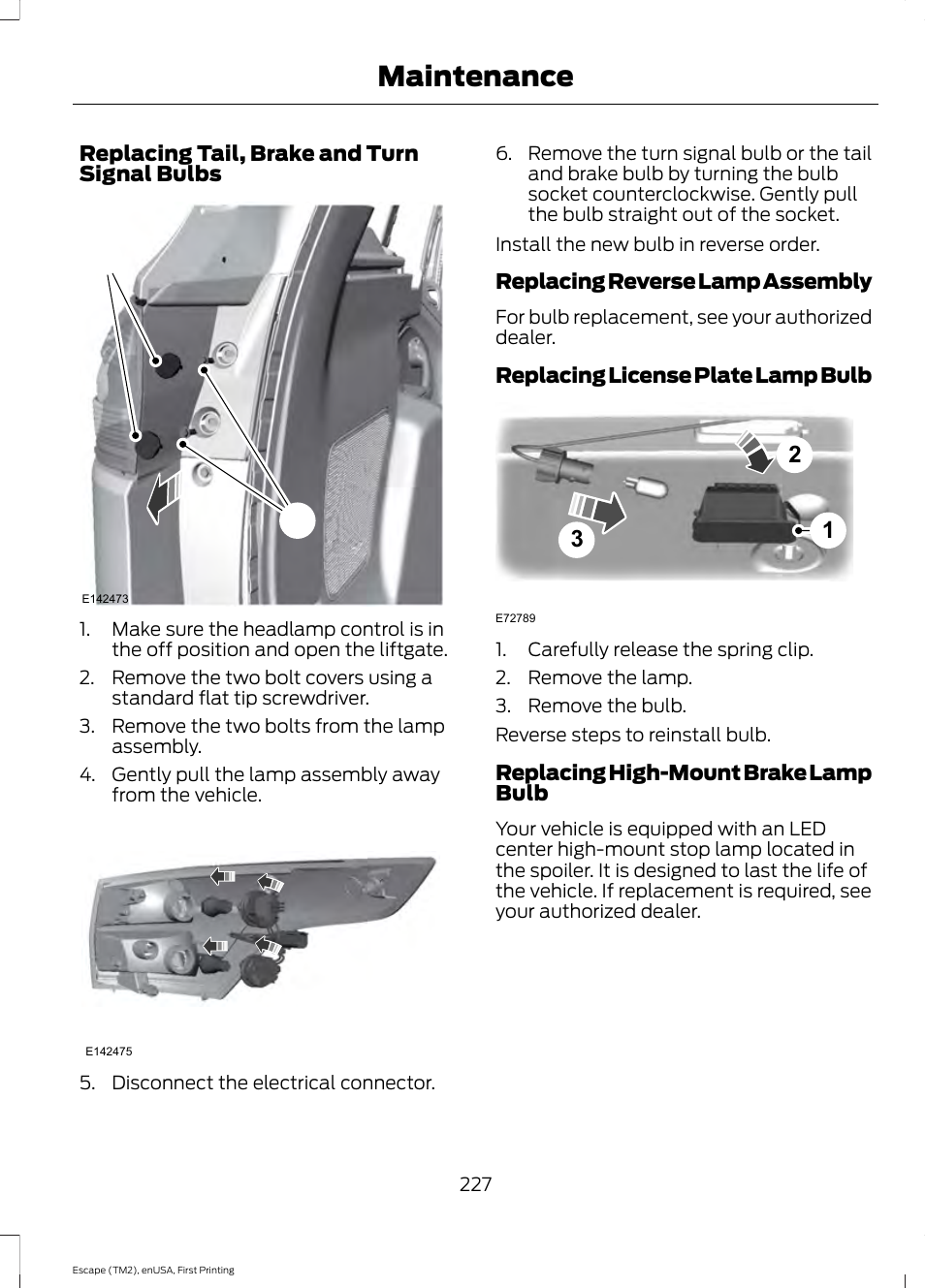 Maintenance | FORD 2015 Escape User Manual | Page 230 / 449