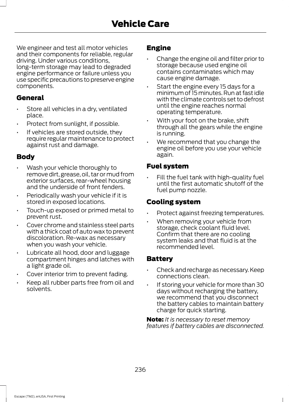 Vehicle care | FORD 2015 Escape User Manual | Page 239 / 449