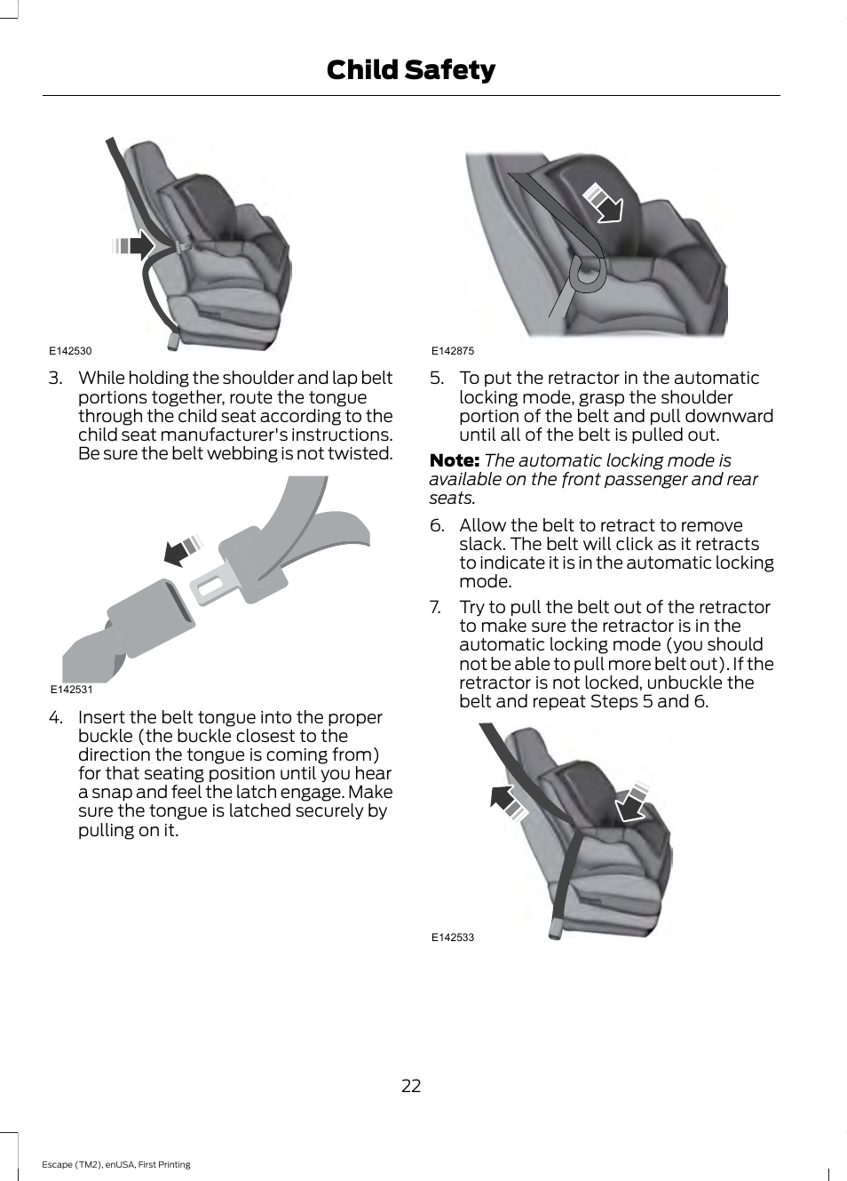 Child safety | FORD 2015 Escape User Manual | Page 25 / 449