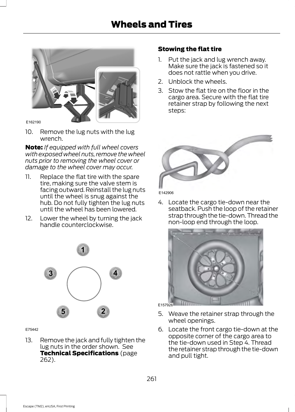 Wheels and tires | FORD 2015 Escape User Manual | Page 264 / 449