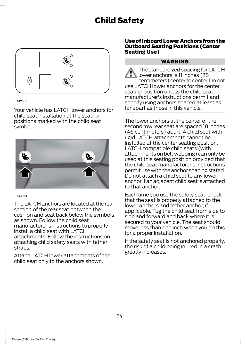 Child safety | FORD 2015 Escape User Manual | Page 27 / 449