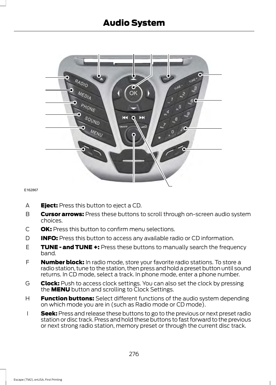 Audio system | FORD 2015 Escape User Manual | Page 279 / 449