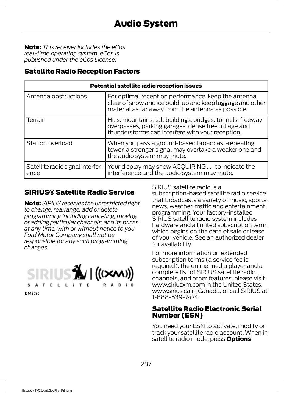 Audio system | FORD 2015 Escape User Manual | Page 290 / 449