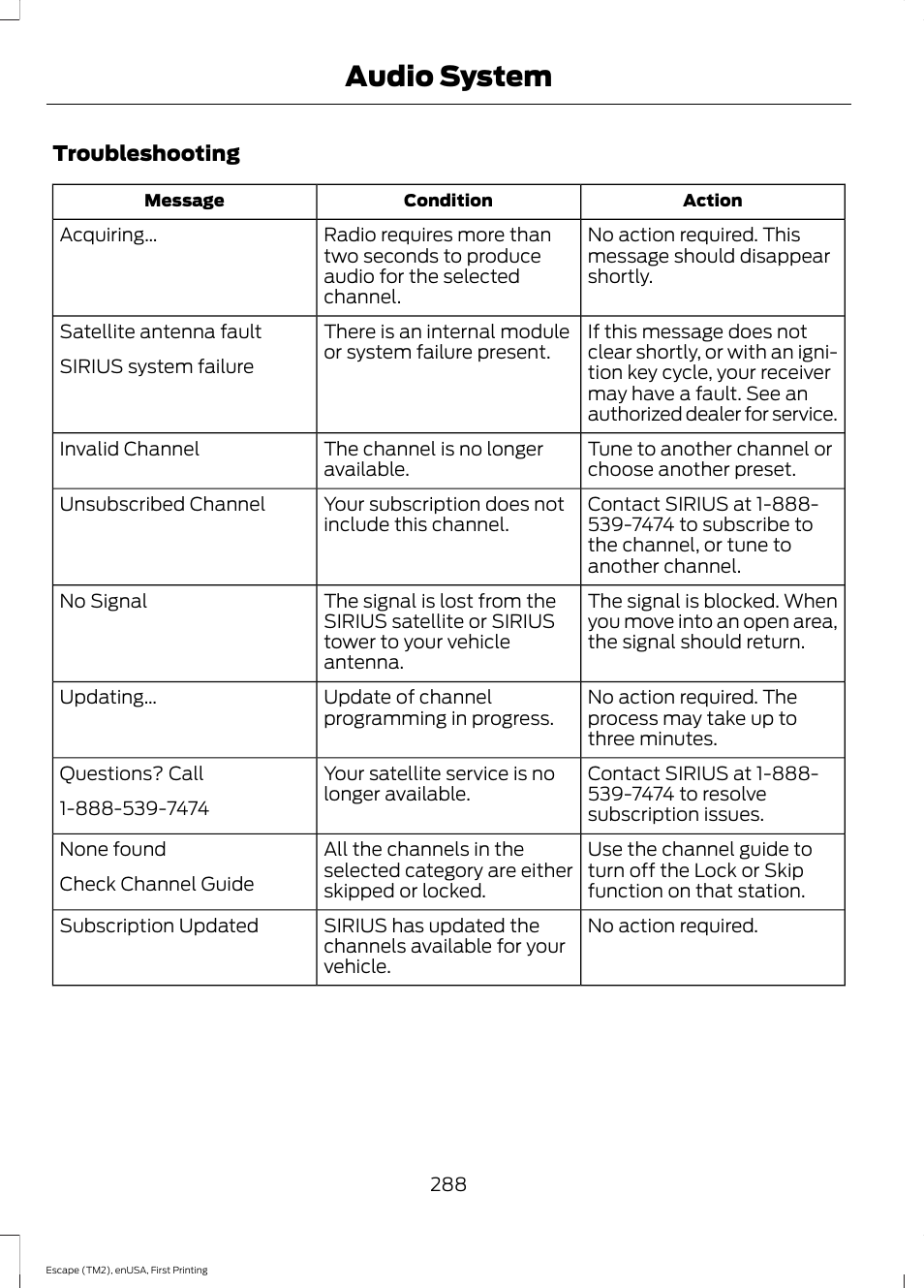 Audio system | FORD 2015 Escape User Manual | Page 291 / 449