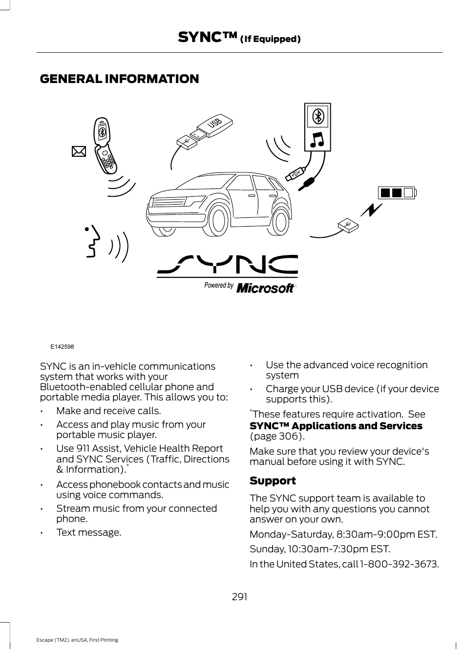 Sync, General information | FORD 2015 Escape User Manual | Page 294 / 449