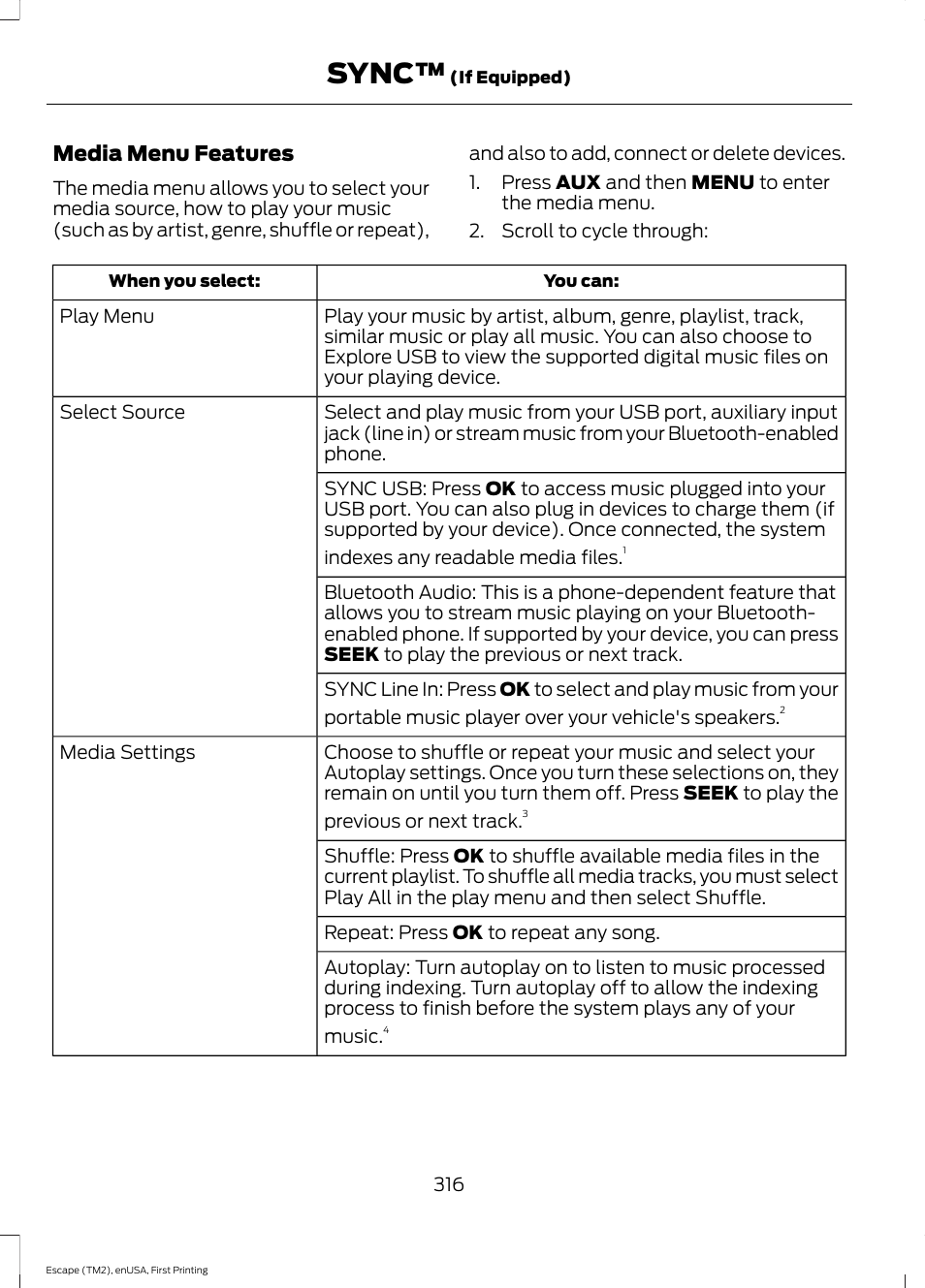 Sync | FORD 2015 Escape User Manual | Page 319 / 449