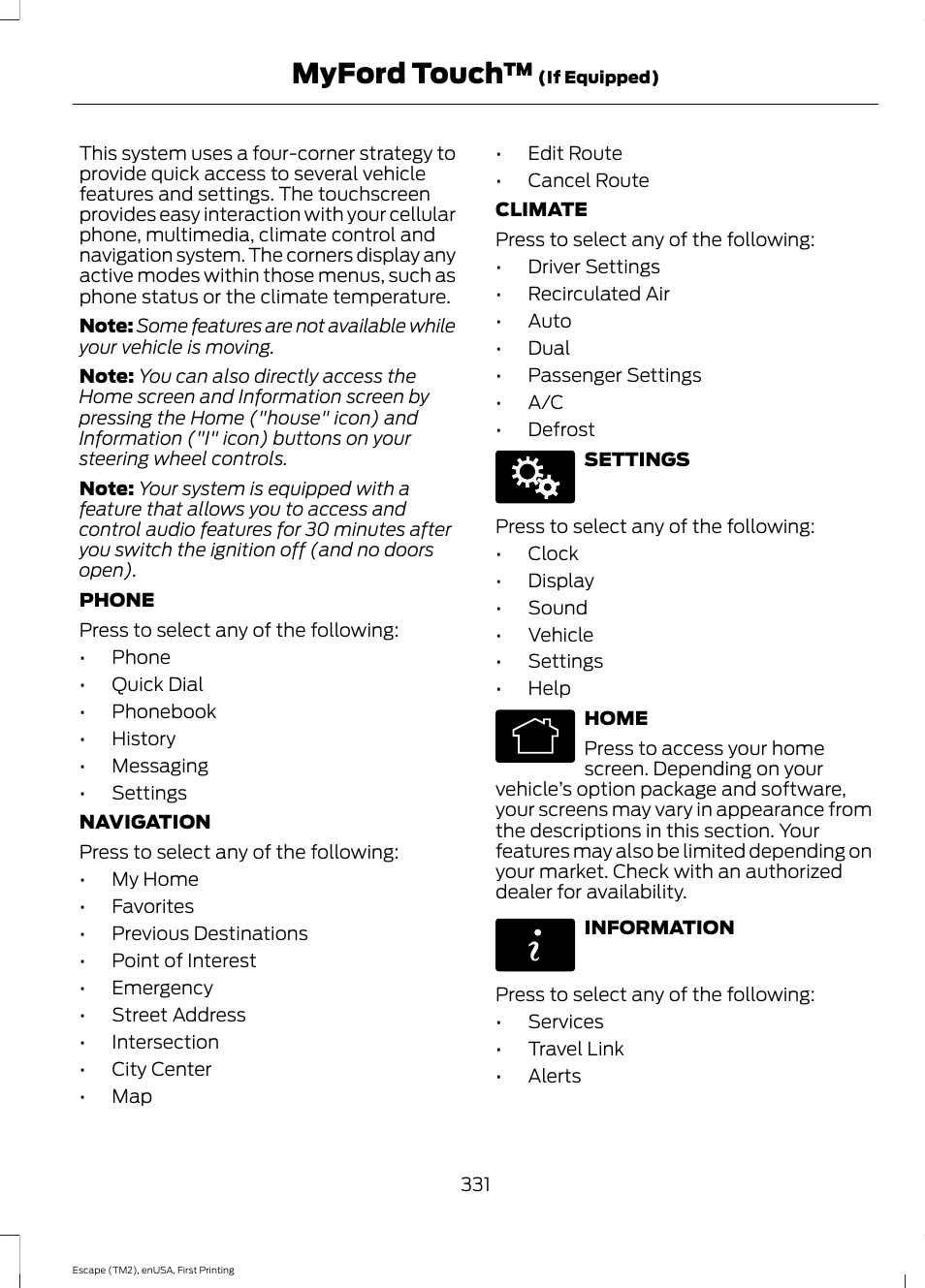 Myford touch | FORD 2015 Escape User Manual | Page 334 / 449