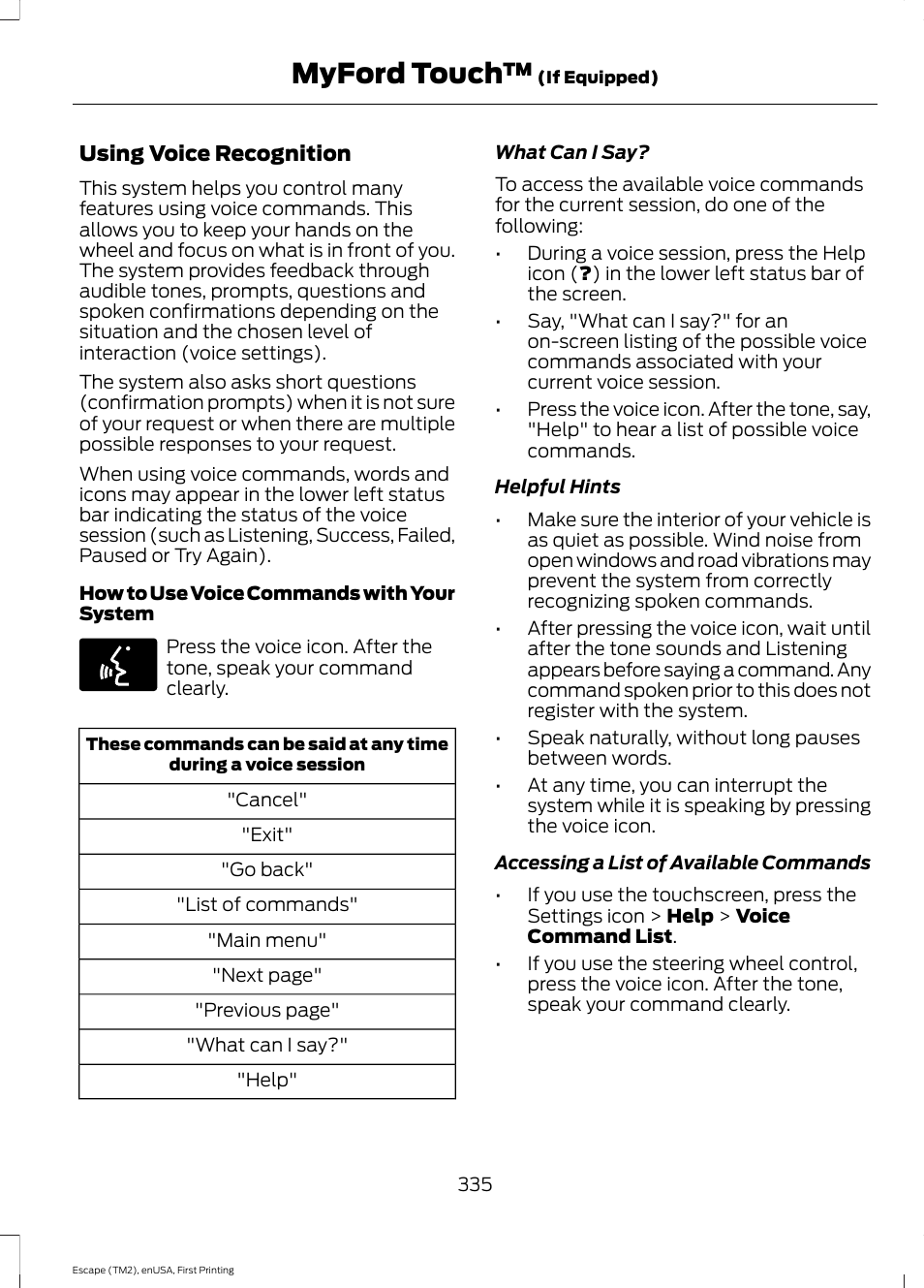 Myford touch | FORD 2015 Escape User Manual | Page 338 / 449