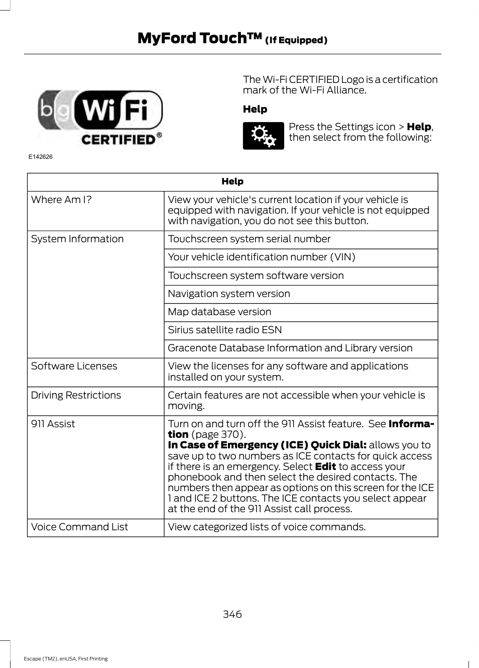 Myford touch | FORD 2015 Escape User Manual | Page 349 / 449