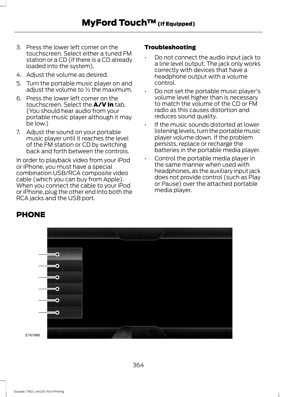 Phone, Myford touch | FORD 2015 Escape User Manual | Page 367 / 449