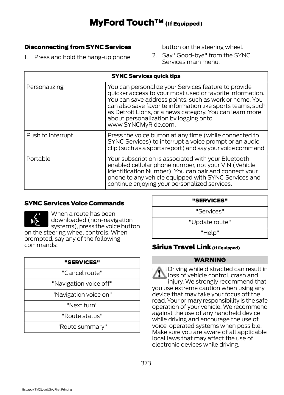 Myford touch | FORD 2015 Escape User Manual | Page 376 / 449