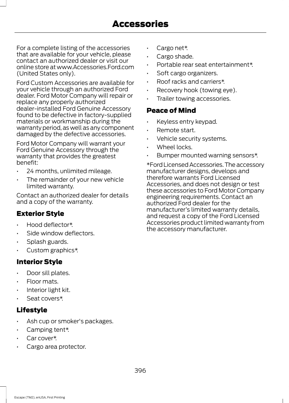Accessories | FORD 2015 Escape User Manual | Page 399 / 449