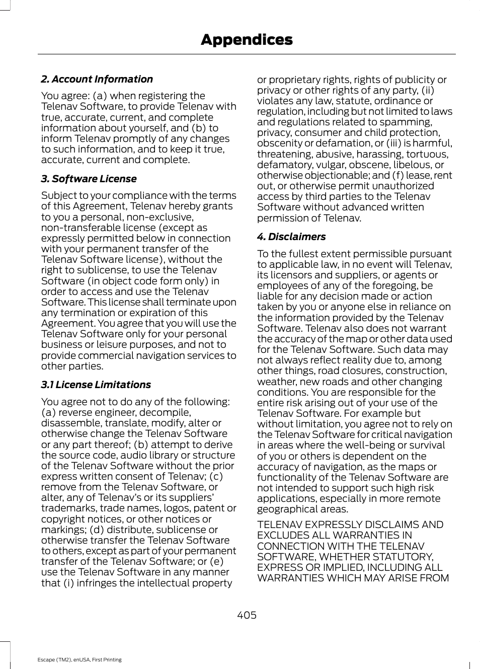 Appendices | FORD 2015 Escape User Manual | Page 408 / 449