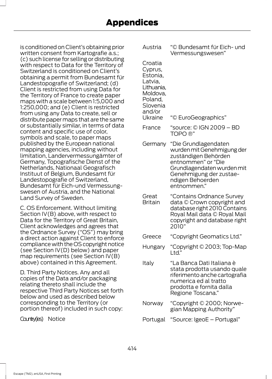 Appendices | FORD 2015 Escape User Manual | Page 417 / 449