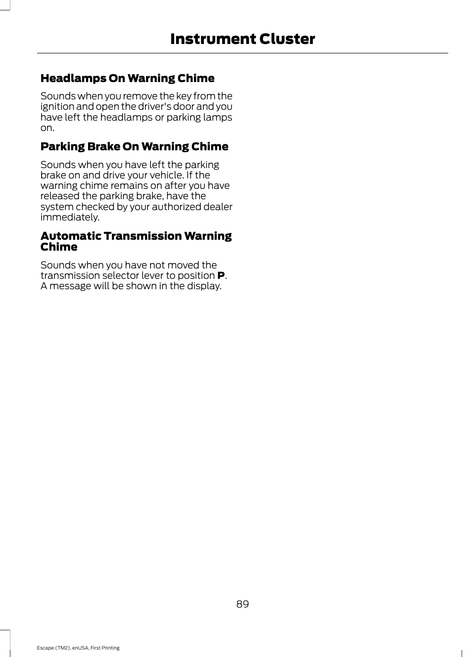 Instrument cluster | FORD 2015 Escape User Manual | Page 92 / 449