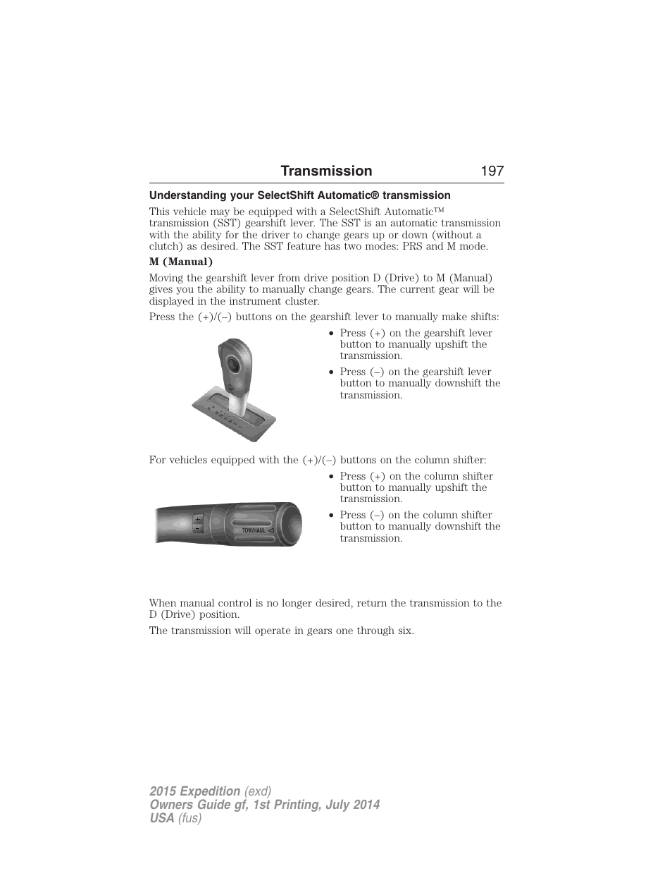 Transmission 197 | FORD 2015 Expedition User Manual | Page 198 / 564