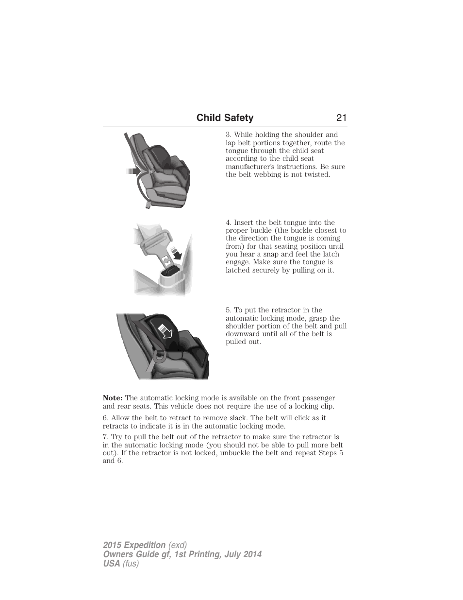 Child safety 21 | FORD 2015 Expedition User Manual | Page 22 / 564