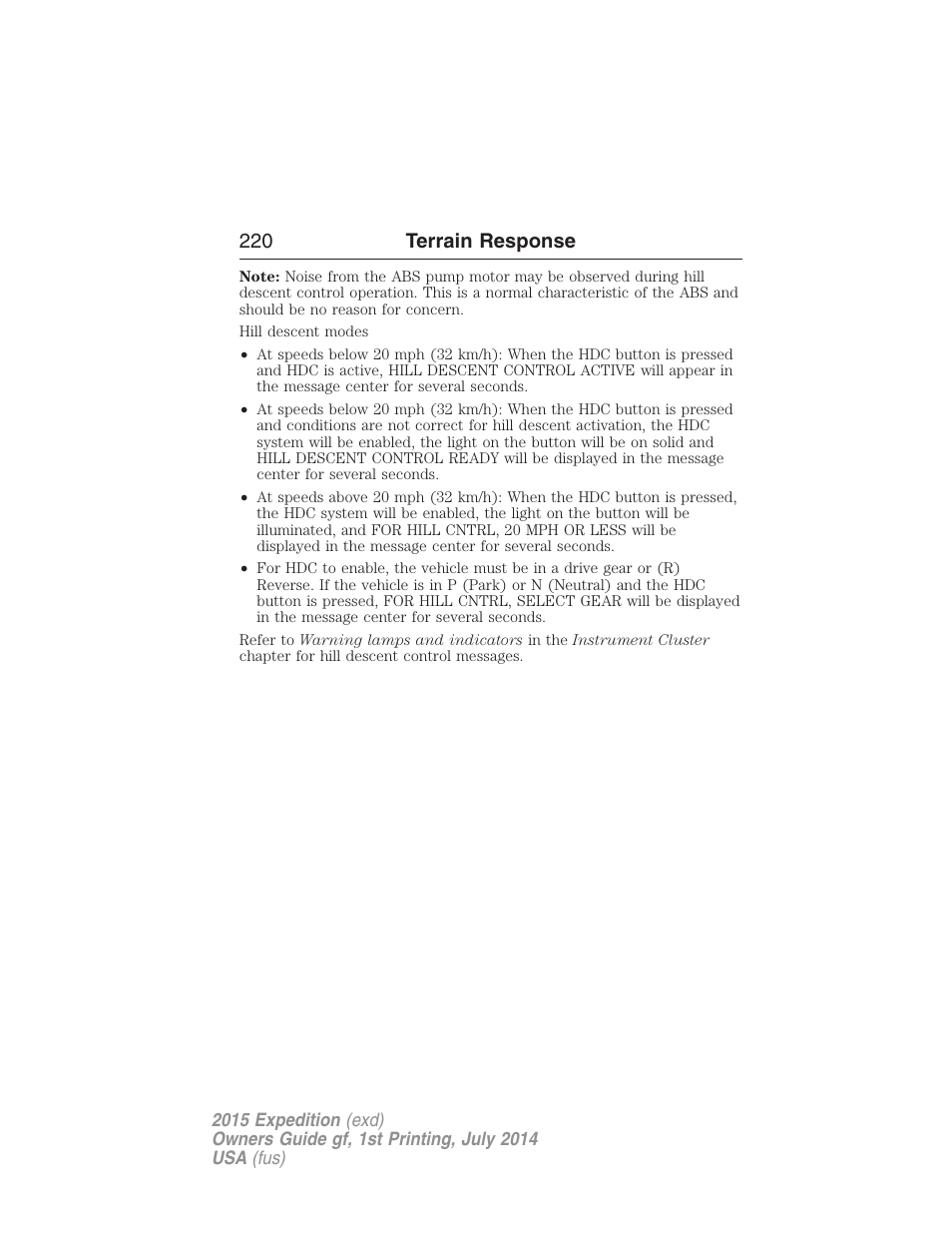 220 terrain response | FORD 2015 Expedition User Manual | Page 221 / 564