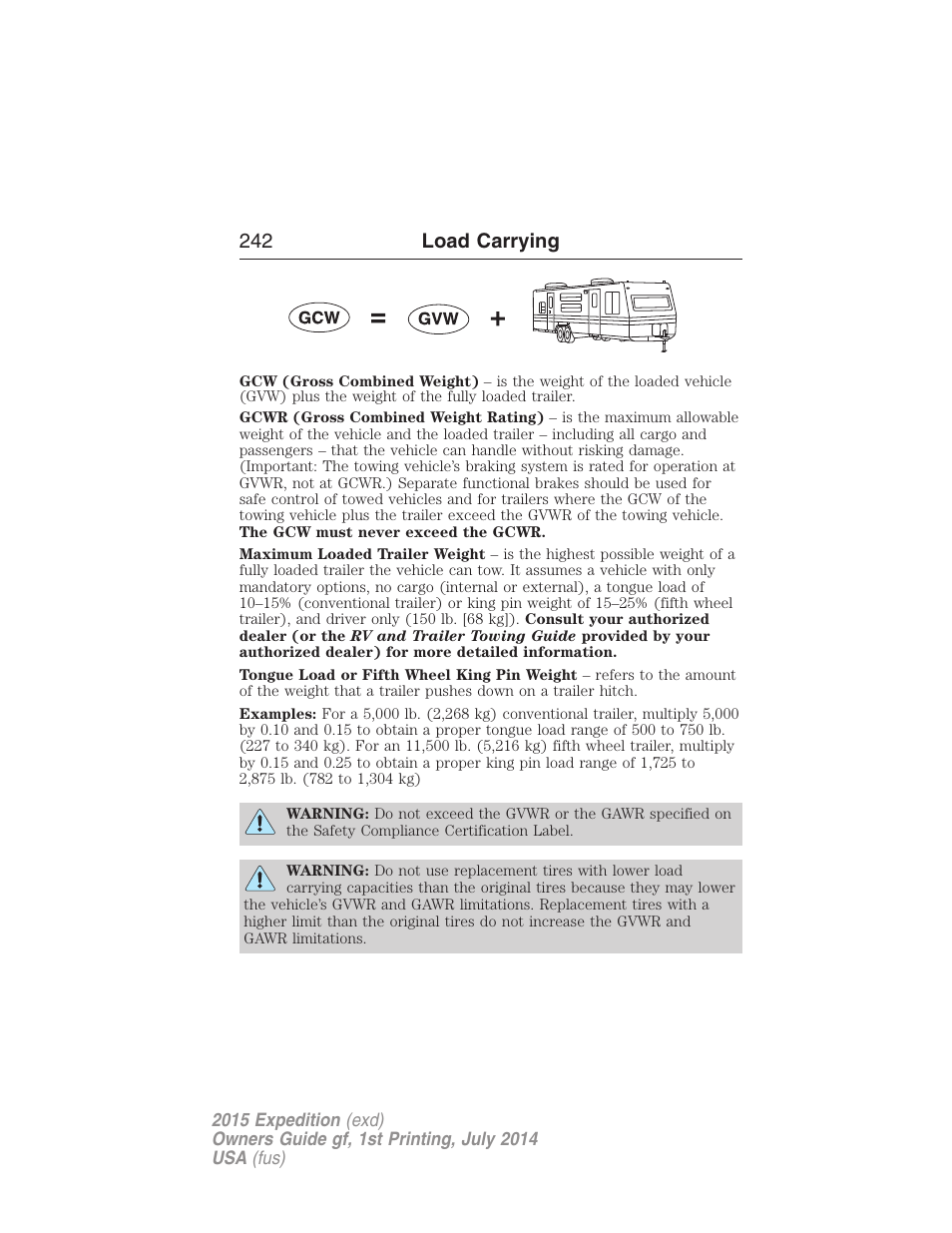 242 load carrying | FORD 2015 Expedition User Manual | Page 243 / 564