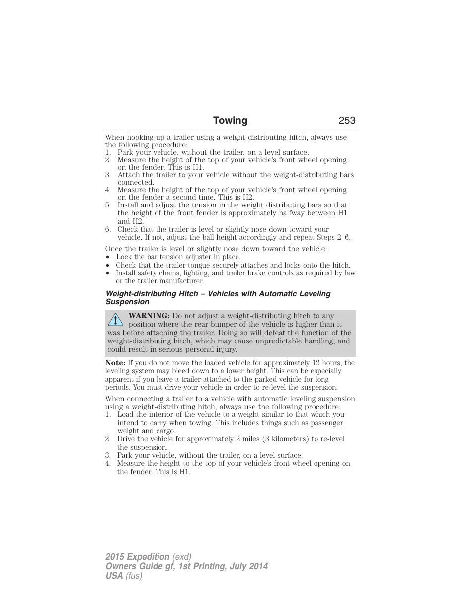 Towing 253 | FORD 2015 Expedition User Manual | Page 254 / 564