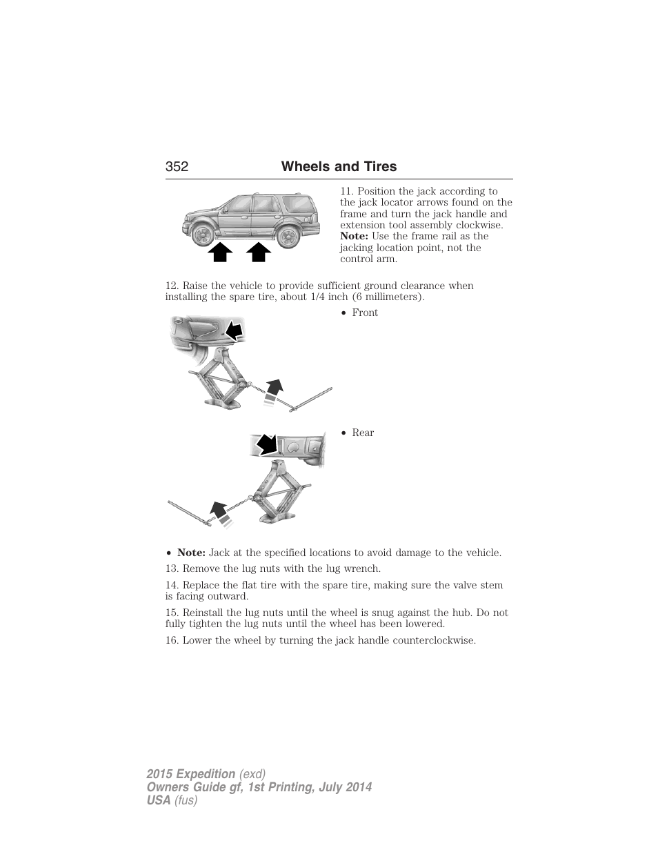 352 wheels and tires | FORD 2015 Expedition User Manual | Page 353 / 564