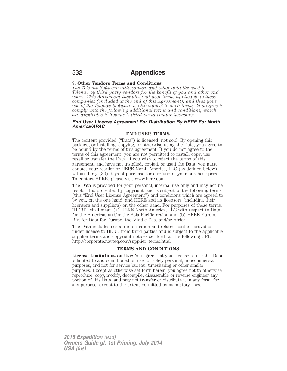 532 appendices | FORD 2015 Expedition User Manual | Page 533 / 564