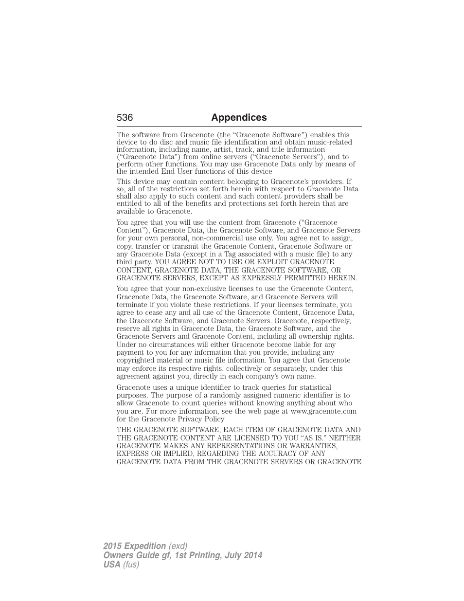 536 appendices | FORD 2015 Expedition User Manual | Page 537 / 564