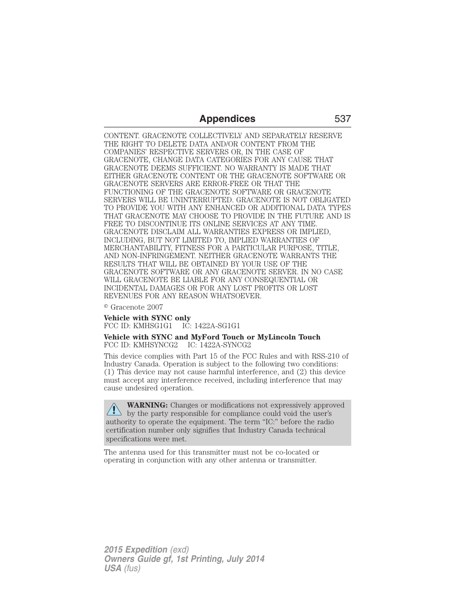 Appendices 537 | FORD 2015 Expedition User Manual | Page 538 / 564