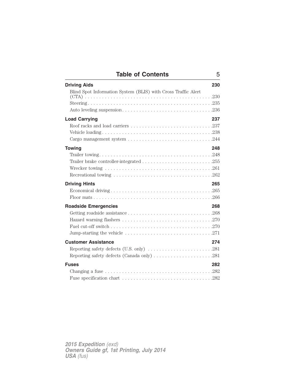 Table of contents 5 | FORD 2015 Expedition User Manual | Page 6 / 564