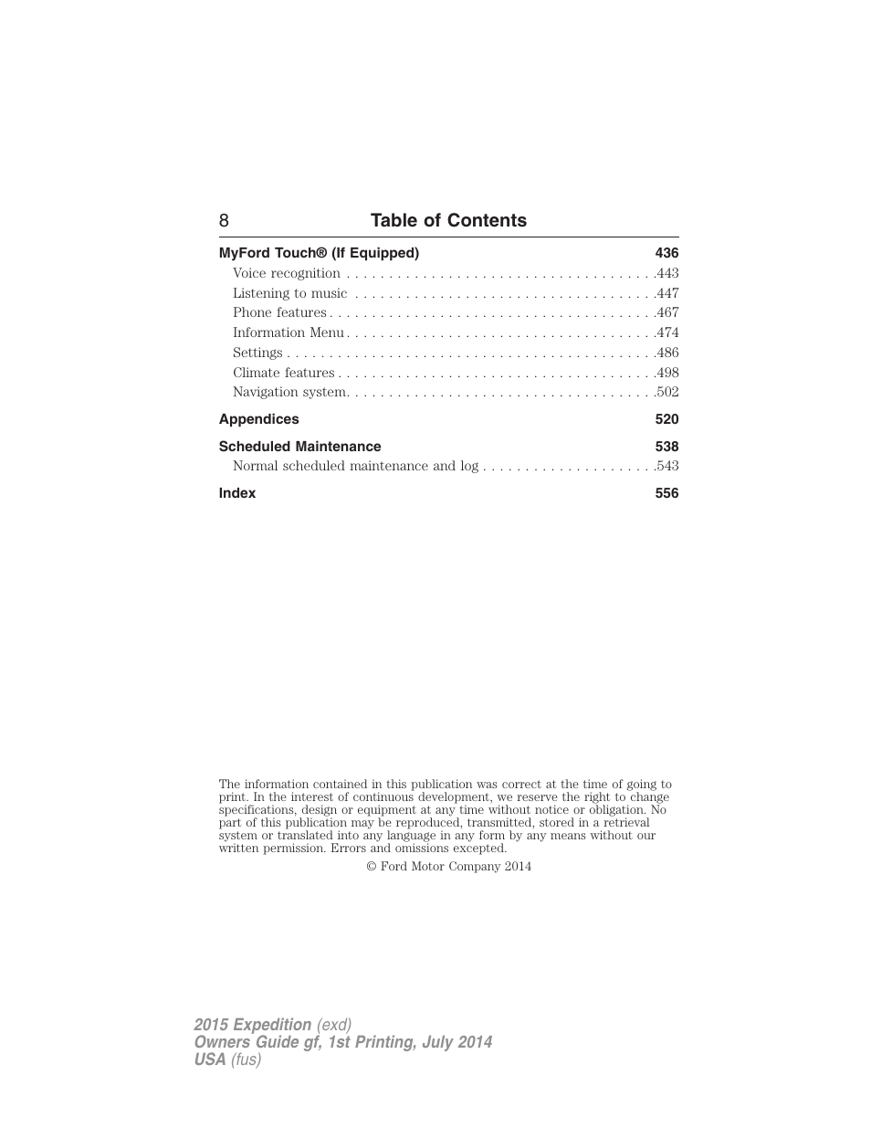 8table of contents | FORD 2015 Expedition User Manual | Page 9 / 564