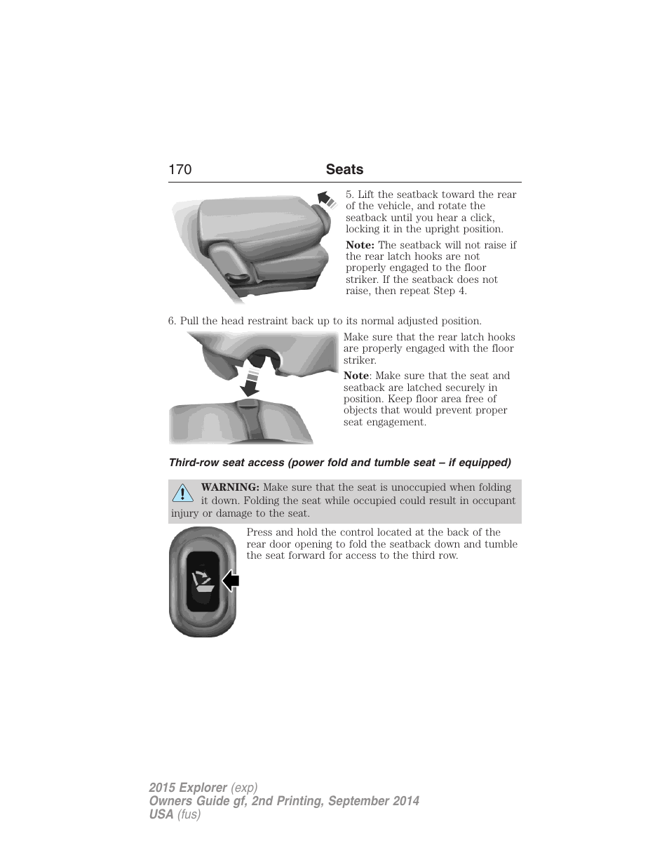 170 seats | FORD 2015 Explorer User Manual | Page 171 / 596