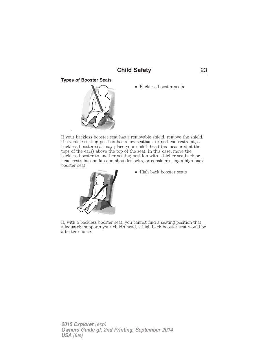 Types of booster seats | FORD 2015 Explorer User Manual | Page 24 / 596